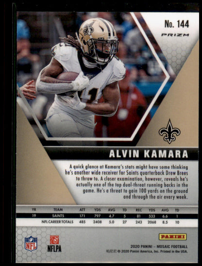 2020 Panini Mosaic #144 Alvin Kamara Prizm Reactive Gold