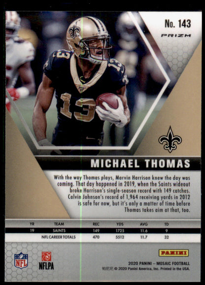 2020 Panini Mosaic #143 Michael Thomas Prizm Reactive Gold