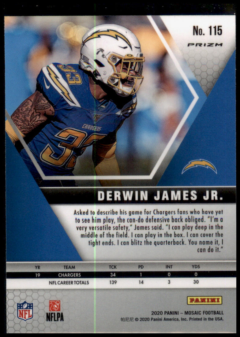 2020 Panini Mosaic #115 Derwin James Jr. Prizm Reactive Gold