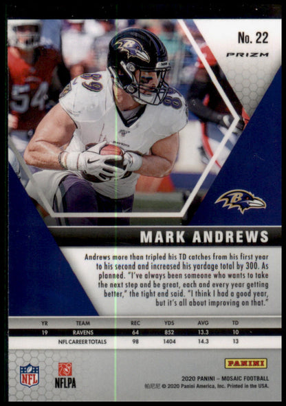 2020 Panini Mosaic #22 Mark Andrews Prizm Reactive Gold