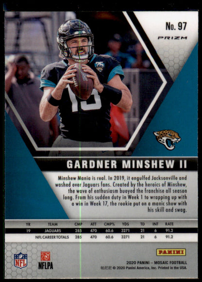 2020 Panini Mosaic #97 Gardner Minshew II Prizm Reactive Gold