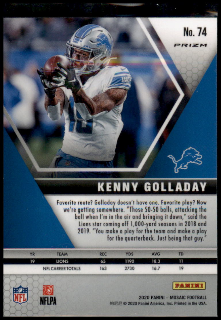 2020 Panini Mosaic #74 Kenny Golladay No Huddle Prizm Silver