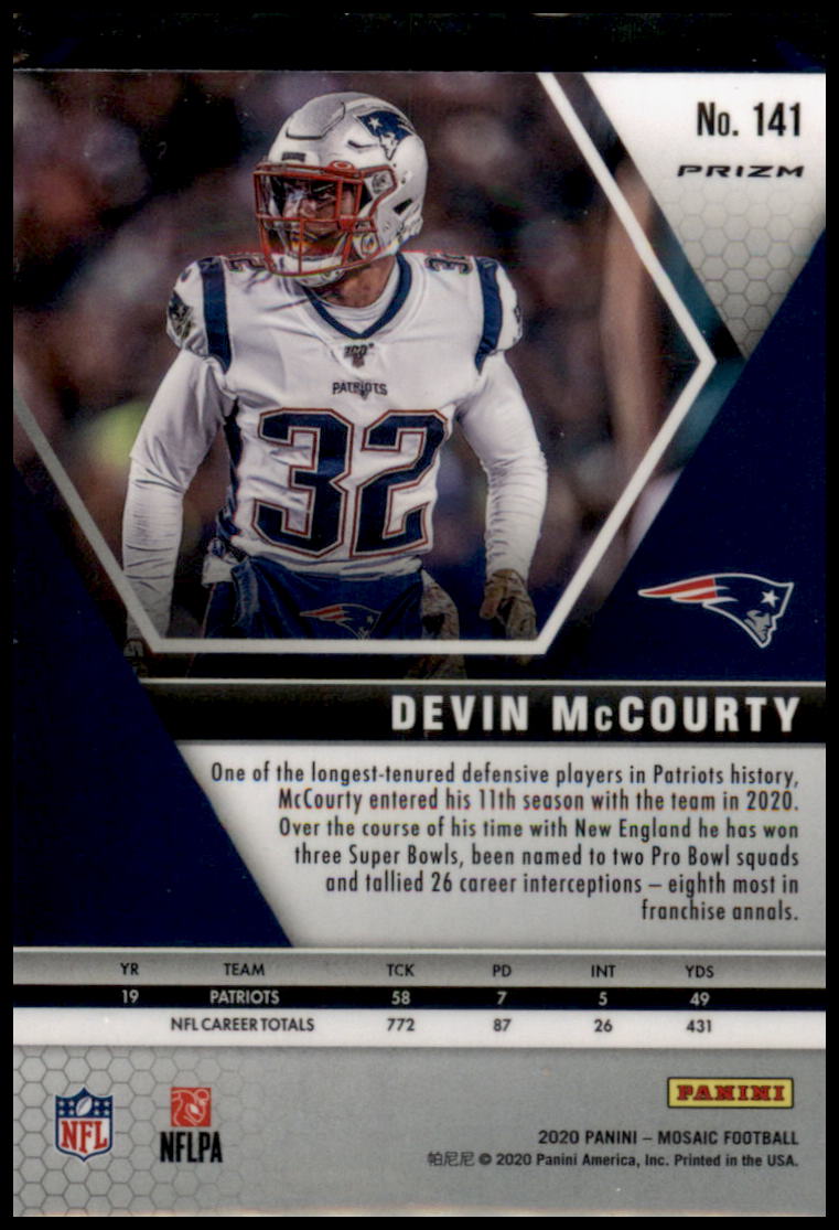 2020 Panini Mosaic #141 Devin McCourty No Huddle Prizm Silver