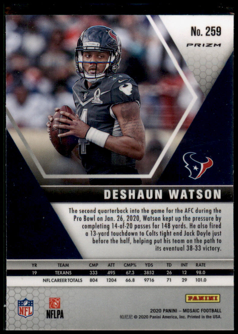 2020 Panini Mosaic #259 Deshaun Watson Prizm Reactive Blue