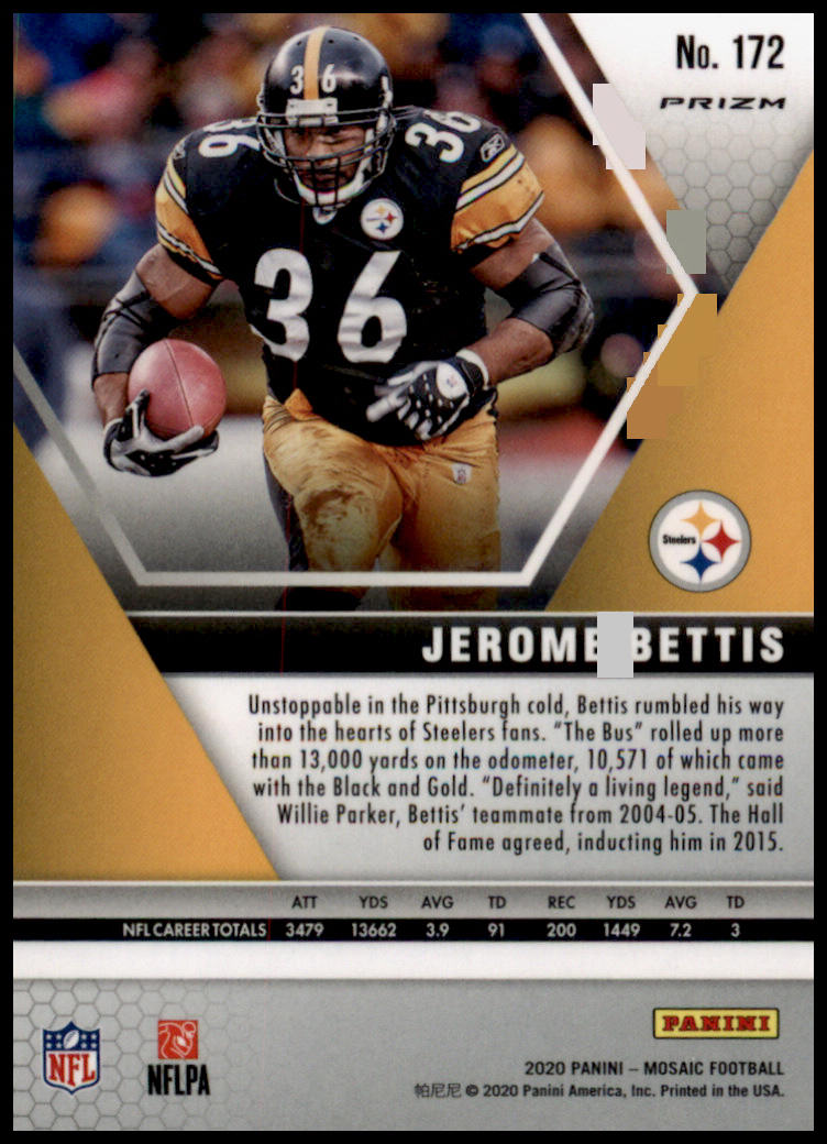 2020 Panini Mosaic #172 Jerome Bettis Prizm Reactive Green