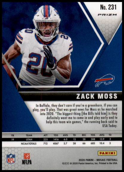 2020 Panini Mosaic #231 Zack Moss Prizm Reactive Green