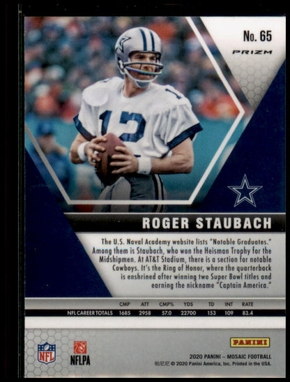 2020 Panini Mosaic #65 Roger Staubach Prizm Red