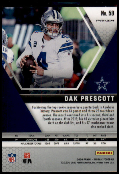 2020 Panini Mosaic #58 Dak Prescott Prizm Red