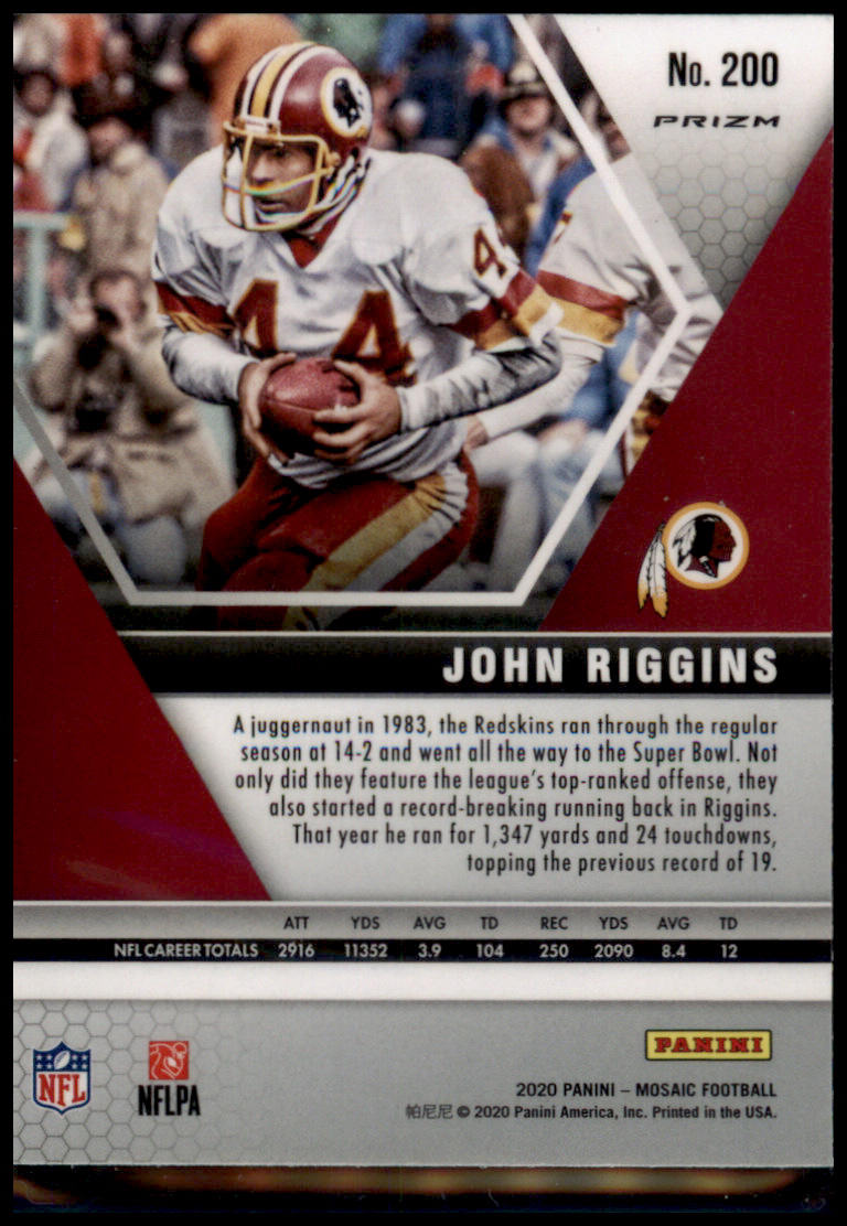 2020 Panini Mosaic #200 John Riggins Prizm Red