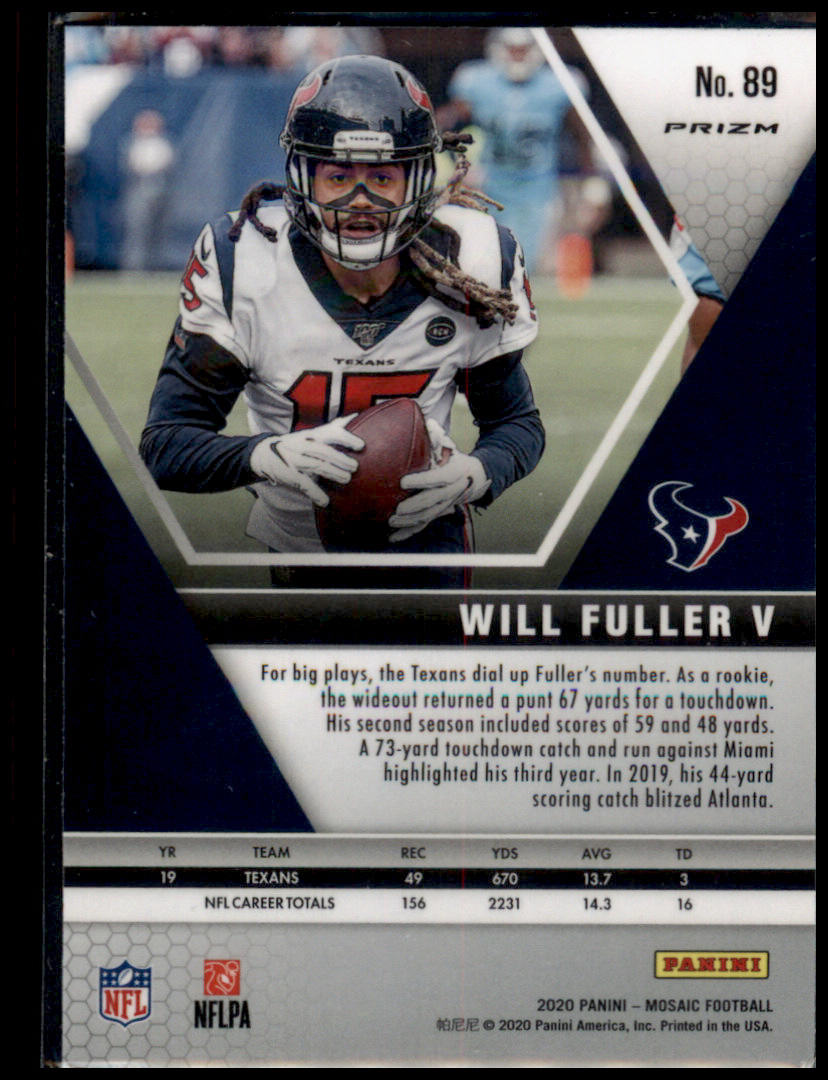 2020 Panini Mosaic #89 Will Fuller V Prizm Red