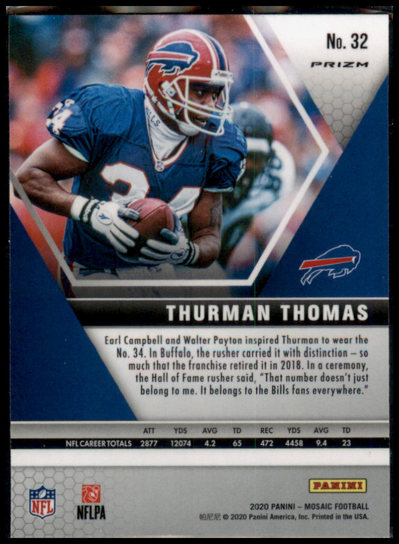 2020 Panini Mosaic #32 Thurman Thomas Prizm Red