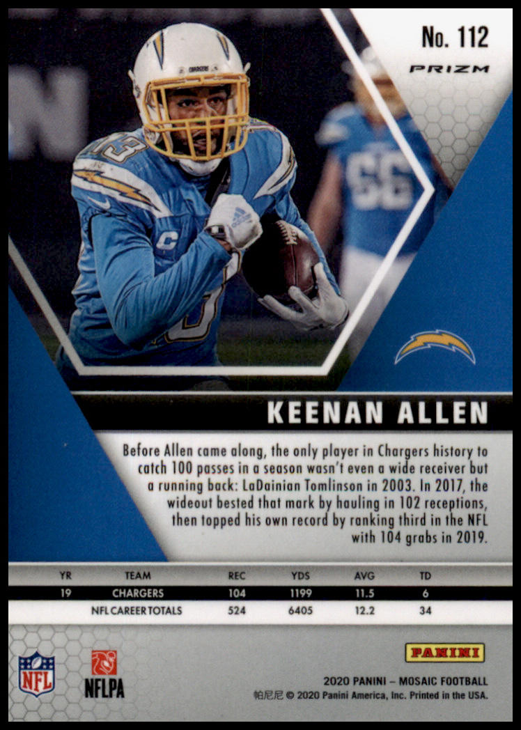 2020 Panini Mosaic #112 Keenan Allen Prizm Red