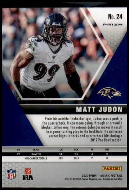 2020 Panini Mosaic #24 Matt Judon Prizm Reactive Orange