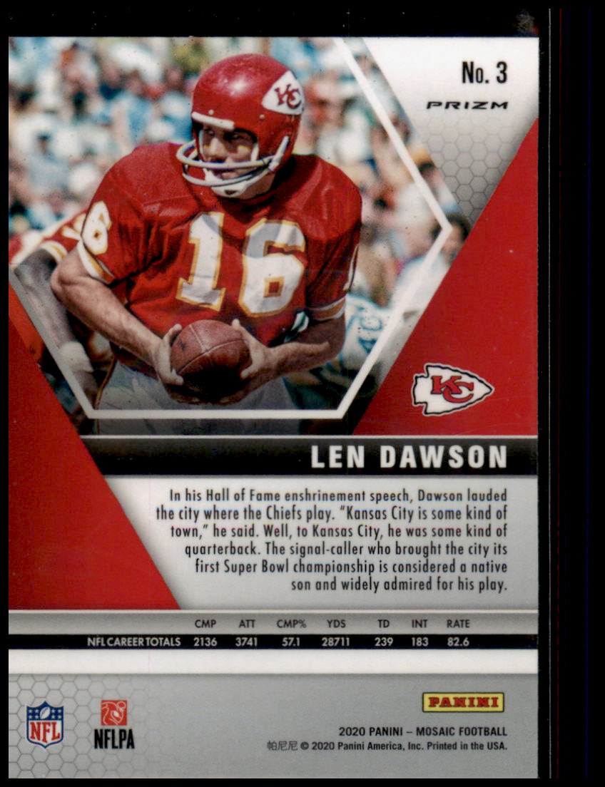 2020 Panini Mosaic #3 Len Dawson Prizm Reactive Orange