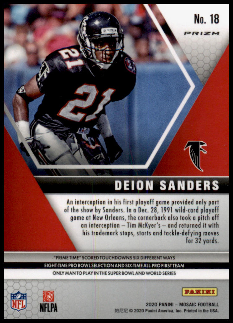 2020 Panini Mosaic #18 Deion Sanders Prizm Reactive Orange