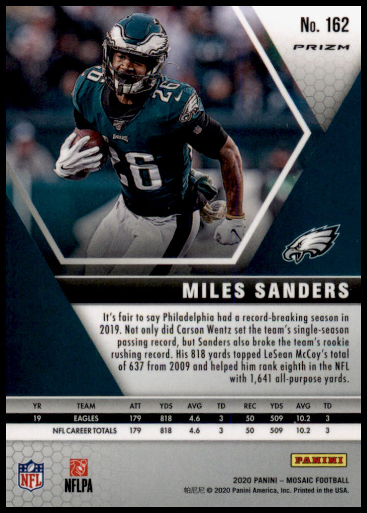 2020 Panini Mosaic #162 Miles Sanders Prizm Reactive Orange