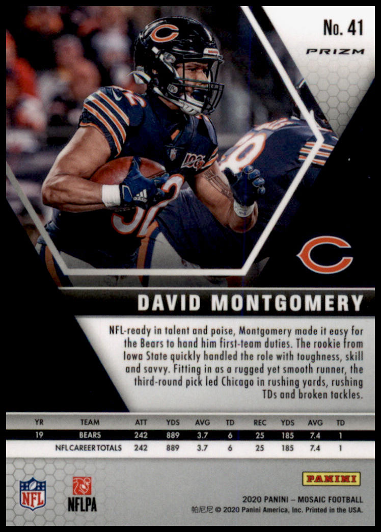 2020 Panini Mosaic #41 David Montgomery Prizm Reactive Orange