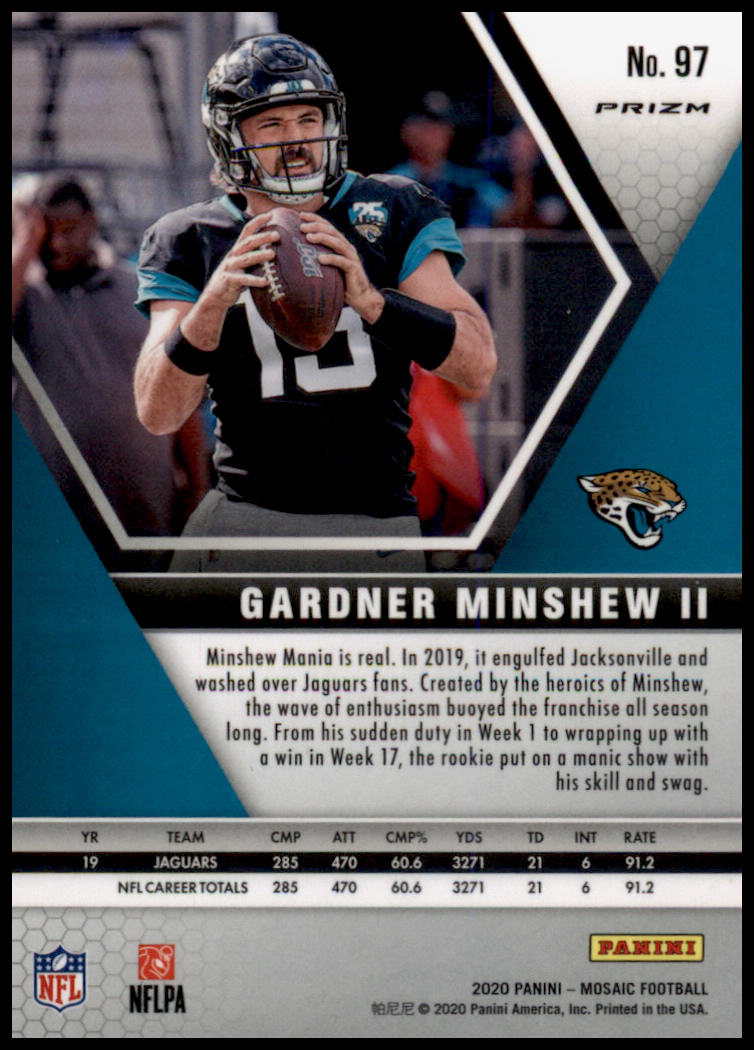 2020 Panini Mosaic #97 Gardner Minshew II Prizm Reactive Orange