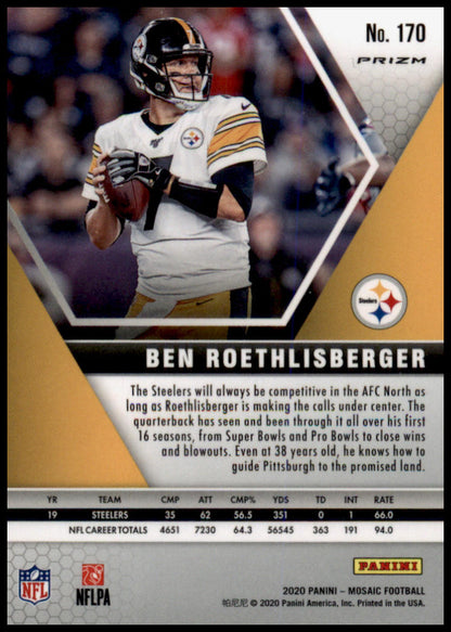 2020 Panini Mosaic #170 Ben Roethlisberger Prizm Reactive Orange