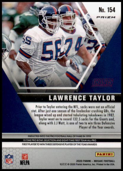 2020 Panini Mosaic #154 Lawrence Taylor Prizm Reactive Orange