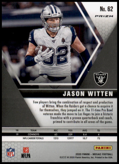 2020 Panini Mosaic #62 Jason Witten Prizm Reactive Orange