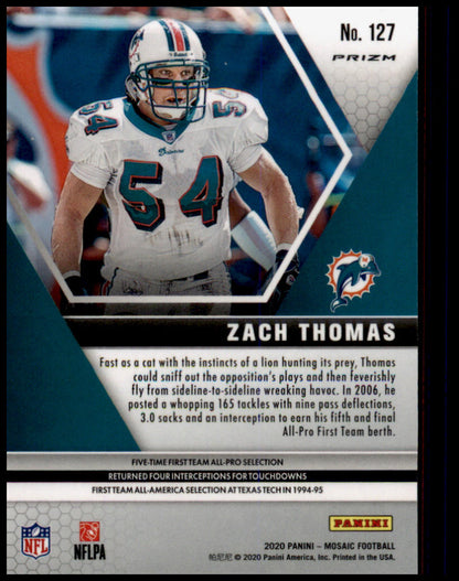 2020 Panini Mosaic #127 Zach Thomas Prizm Reactive Orange