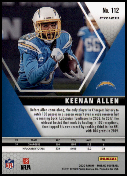 2020 Panini Mosaic #112 Keenan Allen Prizm Reactive Orange