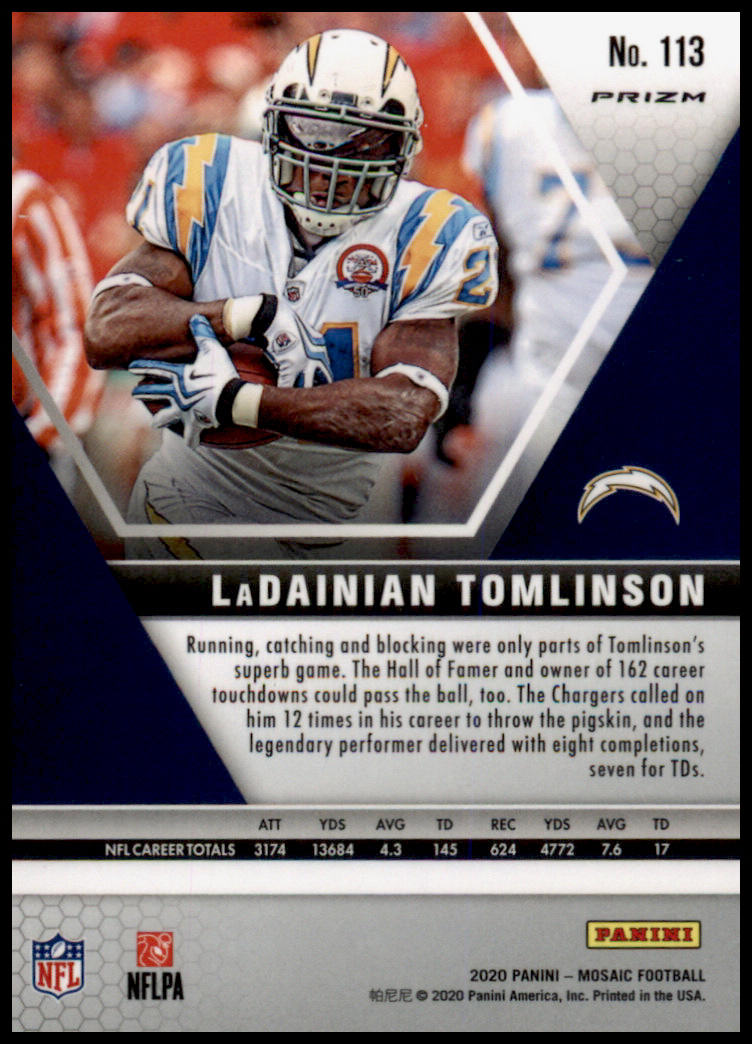 2020 Panini Mosaic #113 LaDainian Tomlinson Prizm Reactive Orange