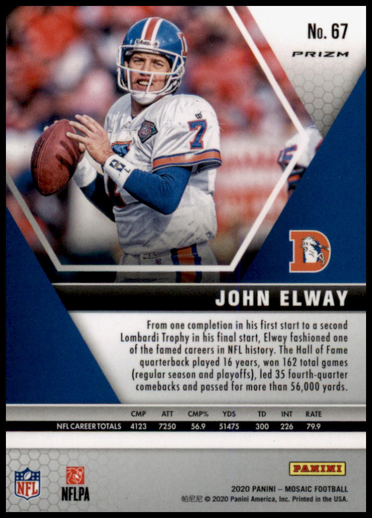 2020 Panini Mosaic #67 John Elway Prizm Reactive Orange