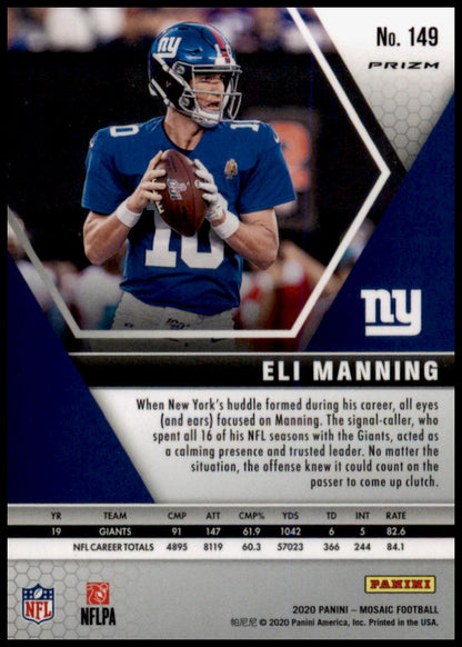 2020 Panini Mosaic #149 Eli Manning Prizm Reactive Orange