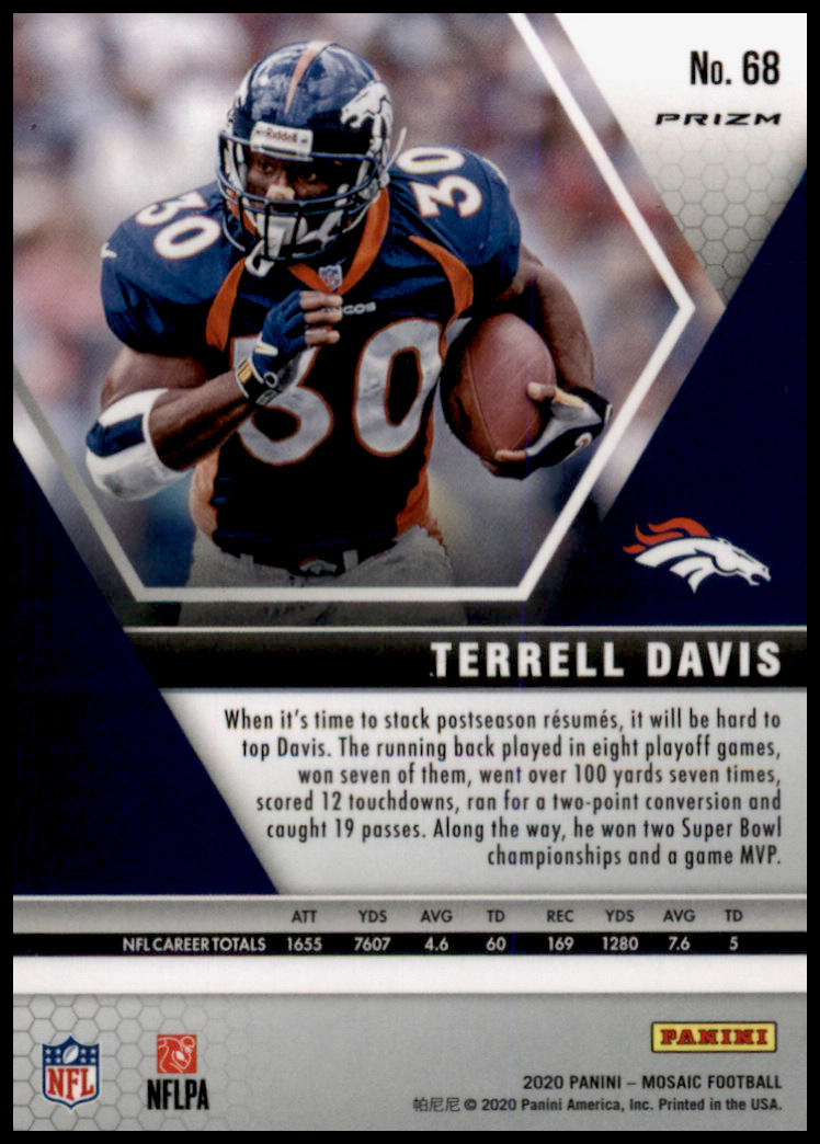 2020 Panini Mosaic #68 Terrell Davis Prizm Reactive Orange