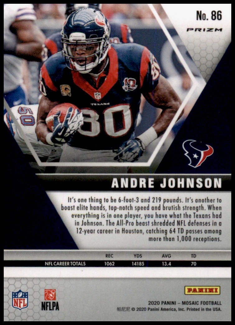 2020 Panini Mosaic #86 Andre Johnson Prizm Reactive Orange