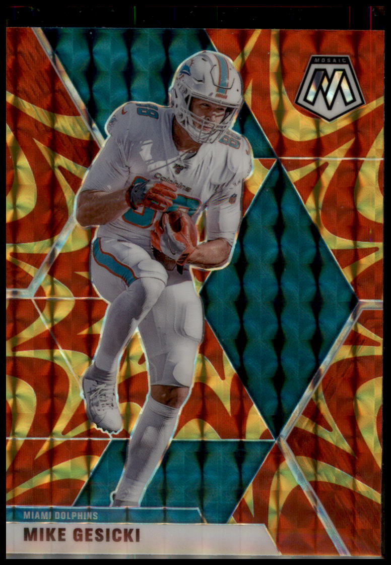 2020 Panini Mosaic #125 Mike Gesicki Prizm Reactive Gold