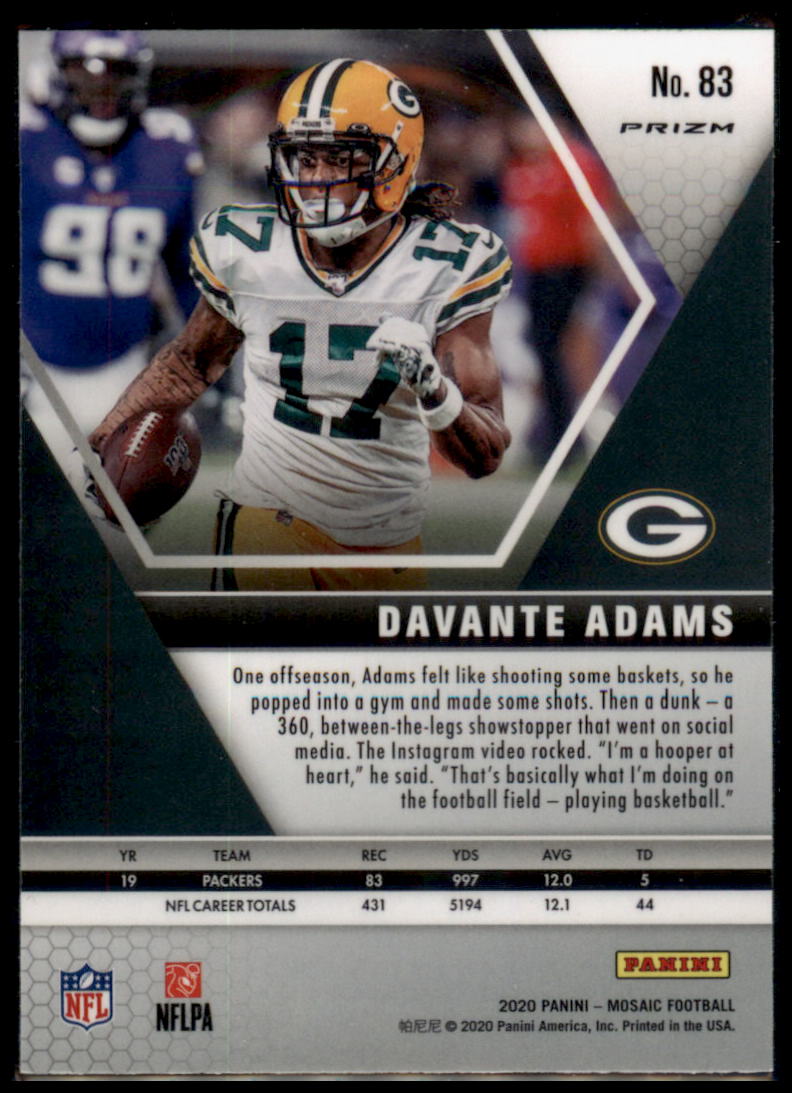 2020 Panini Mosaic #83 Davante Adams Prizm Reactive Gold