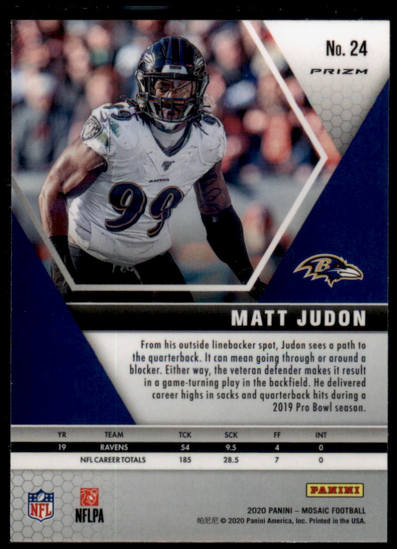 2020 Panini Mosaic #24 Matt Judon Prizm Reactive Gold