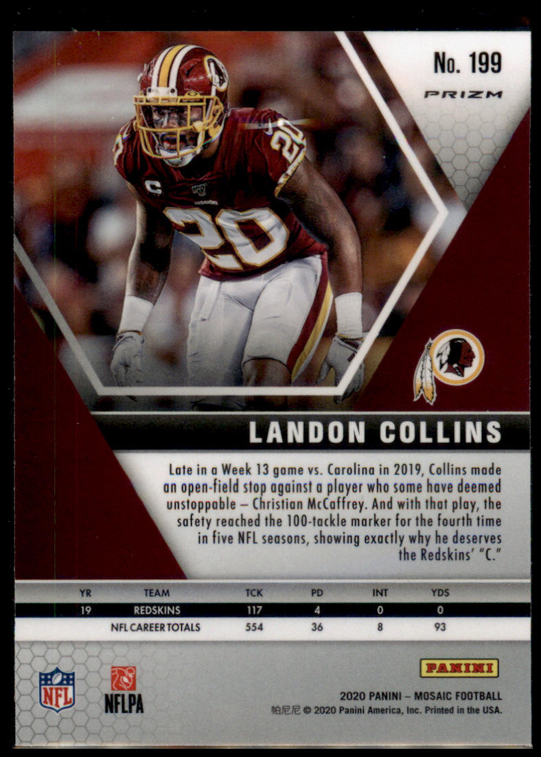 2020 Panini Mosaic #199 Landon Collins Prizm Reactive Gold