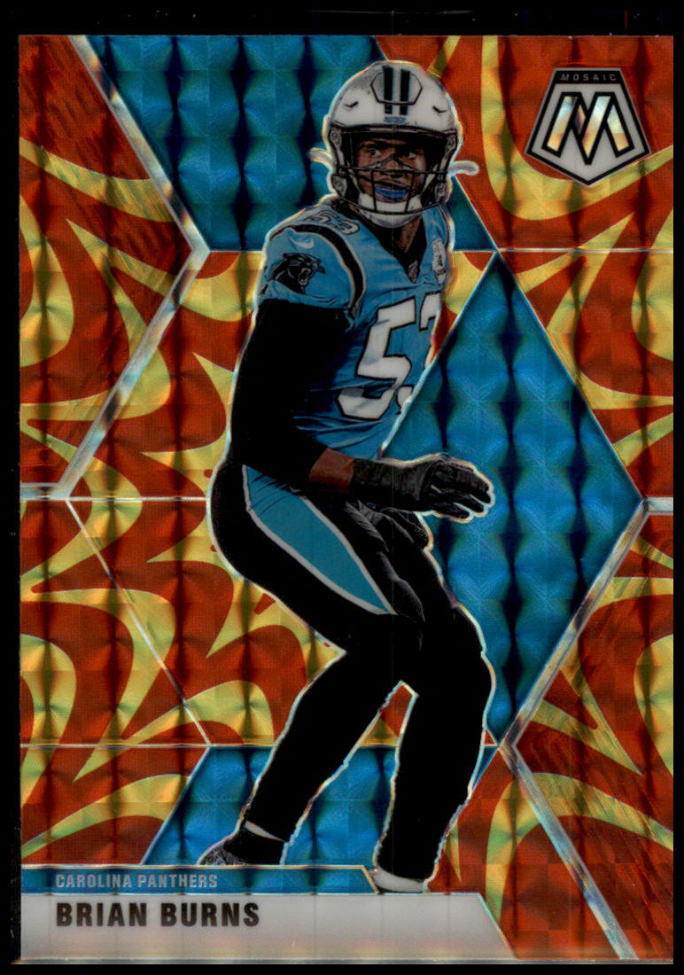 2020 Panini Mosaic #39 Brian Burns Prizm Reactive Gold