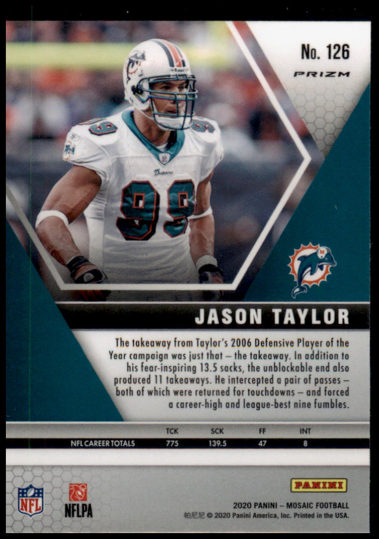 2020 Panini Mosaic #126 Jason Taylor Prizm Reactive Gold