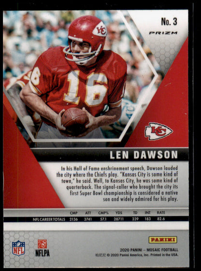 2020 Panini Mosaic #3 Len Dawson Prizm Reactive Gold