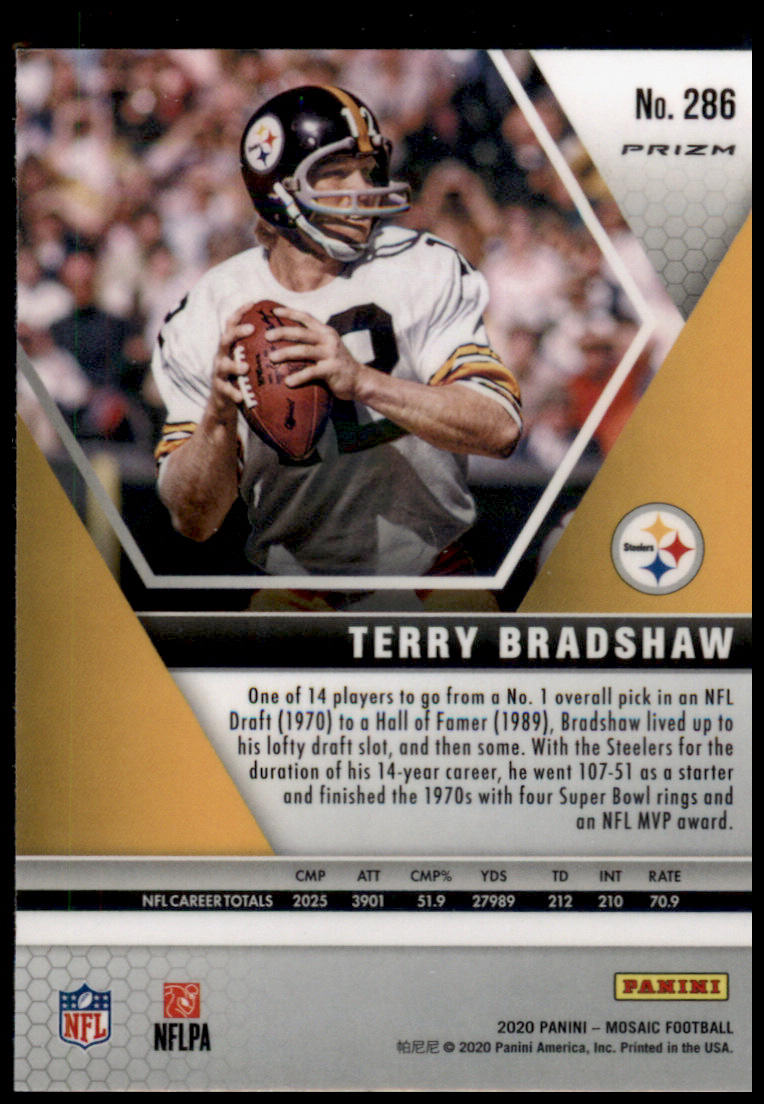 2020 Panini Mosaic #286 Terry Bradshaw Prizm Reactive Gold