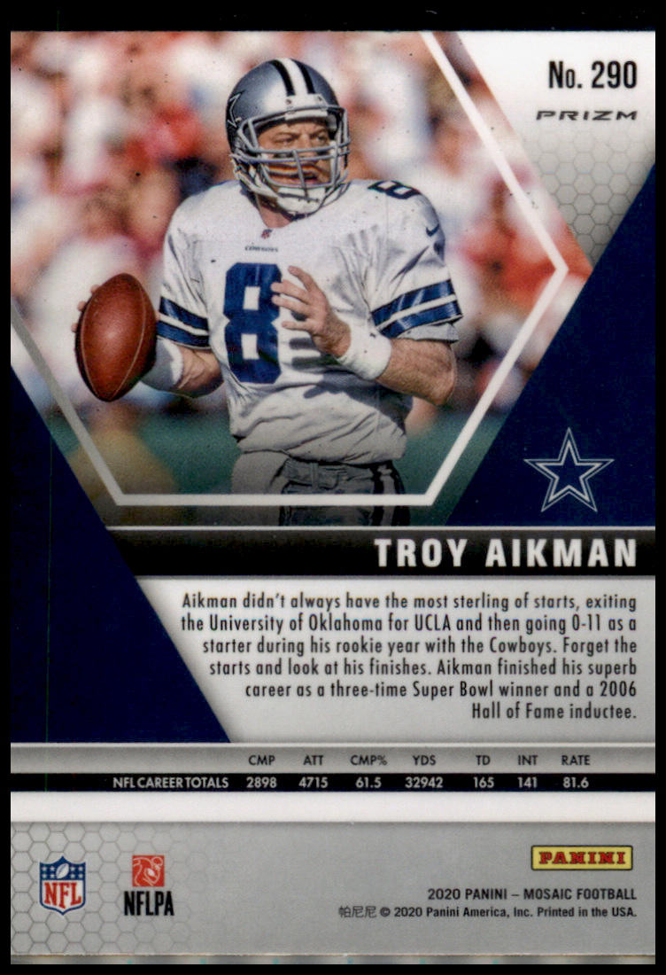 2020 Panini Mosaic #290 Troy Aikman Prizm Reactive Gold