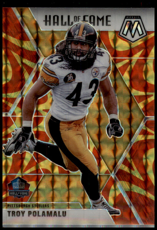 2020 Panini Mosaic #281 Troy Polamalu Prizm Reactive Gold