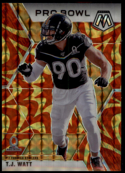 2020 Panini Mosaic #254 T.J. Watt Prizm Reactive Gold