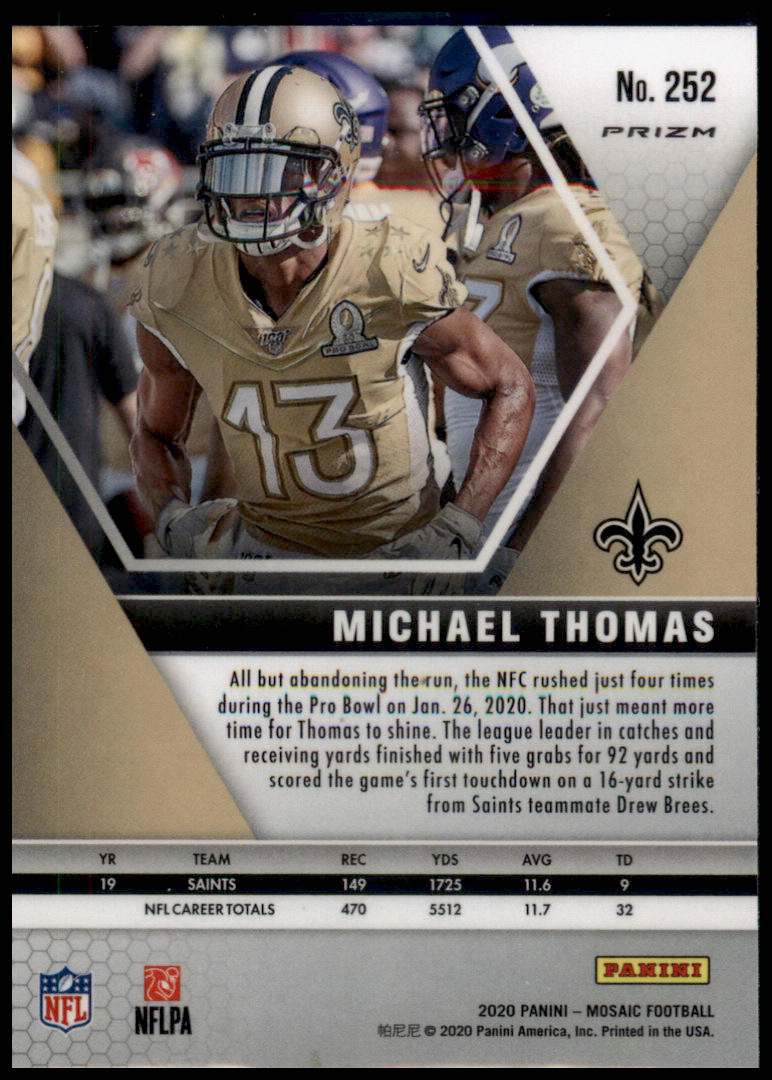 2020 Panini Mosaic #252 Michael Thomas Prizm Reactive Gold