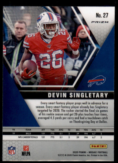 2020 Panini Mosaic #27 Devin Singletary Prizm Reactive Gold