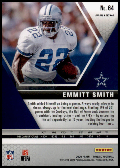 2020 Panini Mosaic #64 Emmitt Smith Prizm Reactive Gold