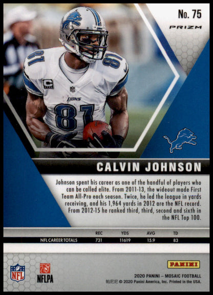 2020 Panini Mosaic #75 Calvin Johnson Prizm Reactive Gold