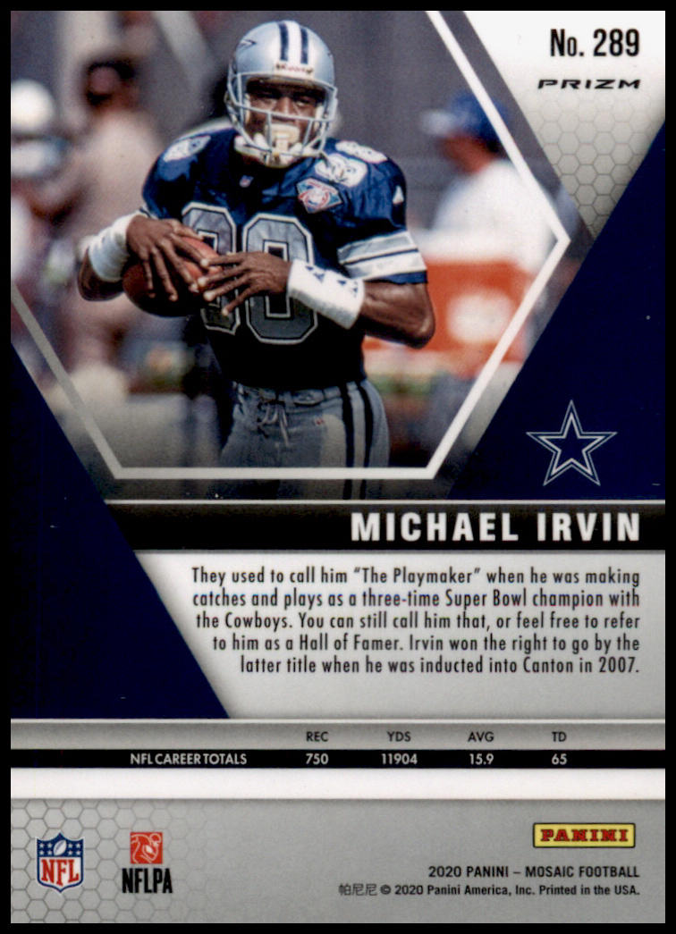 2020 Panini Mosaic #289 Michael Irvin Prizm Reactive Gold