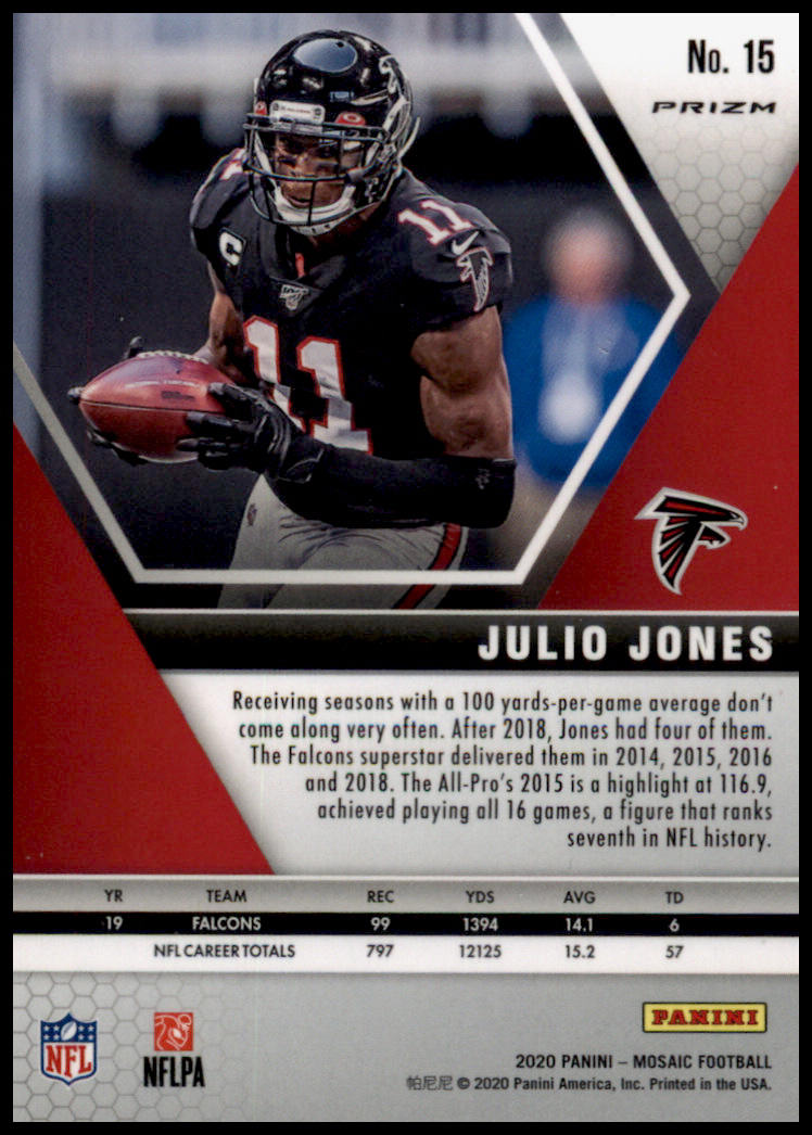 2020 Panini Mosaic #15 Julio Jones Prizm Reactive Gold