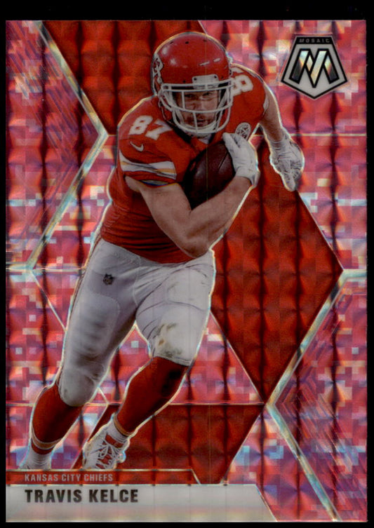 2020 Panini Mosaic #4 Travis Kelce Prizm Camo Pink